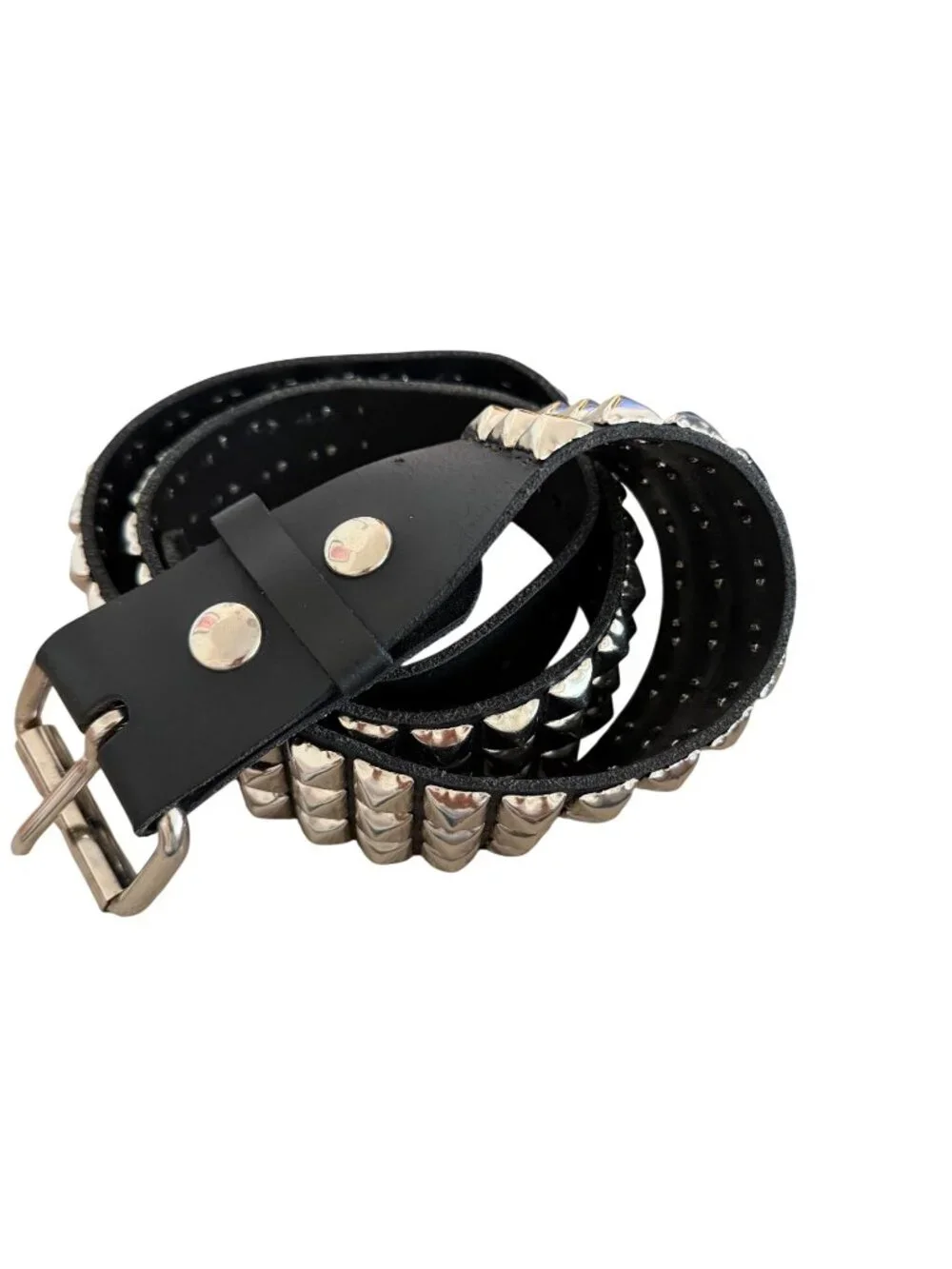 Funk Plus Unisex Pyramid Metal Studded Belt Size Large Black Leather Bold Punk